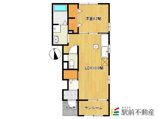グラース(1LDK/1階)の間取り写真