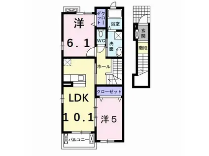 プラシード(2LDK/2階)の間取り写真