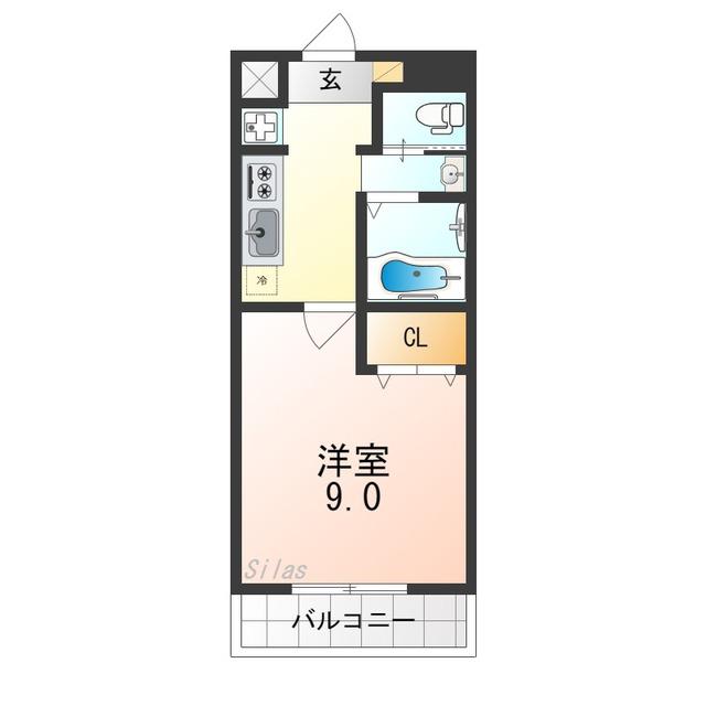 FELIZ高石(1K/1階)の間取り写真