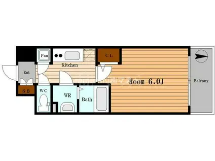 エスリード難波レジデンス(1K/12階)の間取り写真