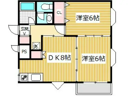 クレッセント堀の内(2DK/2階)の間取り写真