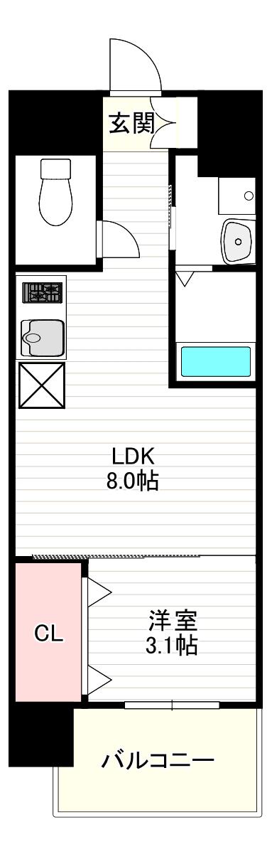 セオリー大阪ハーバーDOOR(1LDK/8階)の間取り写真