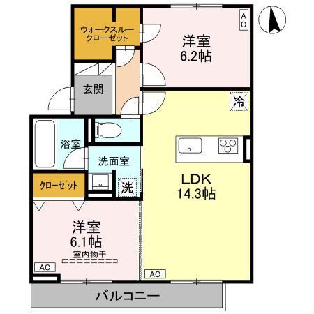 TORISIAS城東(2LDK/2階)の間取り写真