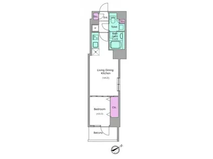 クレヴィアリグゼ中野新井薬師(1LDK/2階)の間取り写真