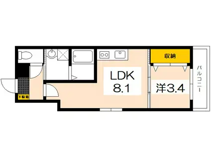 MOVE楽々園ウエスト(1LDK/1階)の間取り写真