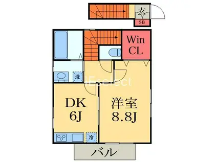 ナリトモ仁戸名E(1DK/2階)の間取り写真