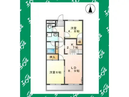 ベルエアー(2LDK/2階)の間取り写真