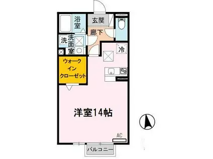 ソレアードI(ワンルーム/1階)の間取り写真