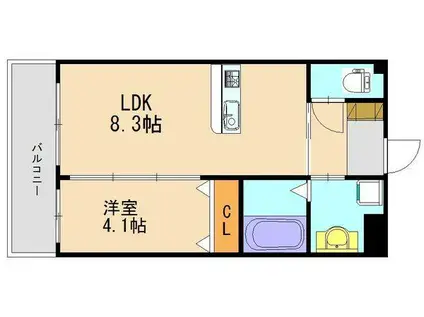 ハーヴェスト久留米(1LDK/2階)の間取り写真