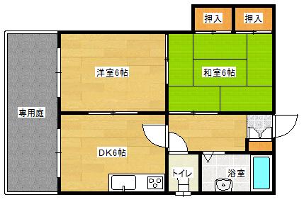 渡部コーポ(2DK/1階)の間取り写真
