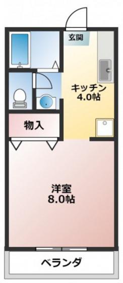 アブニールつしまB棟(1K/2階)の間取り写真