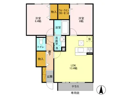 エル・ファロA(2LDK/1階)の間取り写真