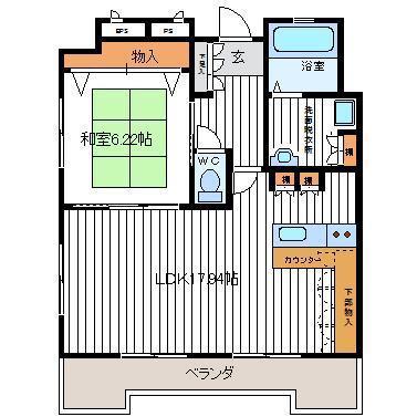 東北新幹線 郡山駅(福島) バス乗車時間：20分 最寄りバス停で下車 徒歩1分 7階建 築23年(1LDK/3階)の間取り写真