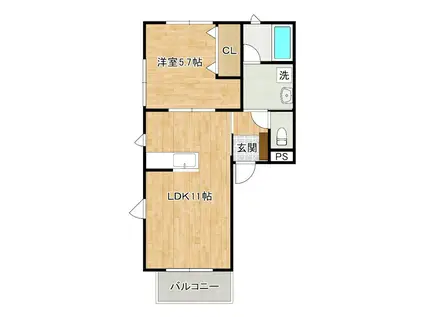 アールエムハイツ篠崎I(1LDK/2階)の間取り写真