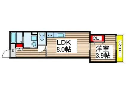 ペルル穴川(1LDK/1階)の間取り写真