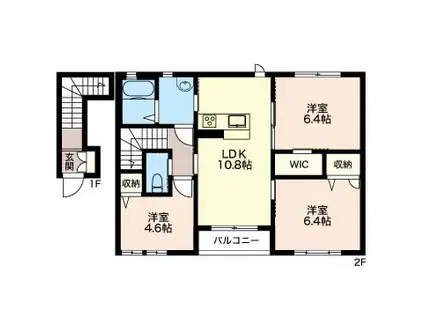 カーサ・ゲーブル(3LDK/2階)の間取り写真