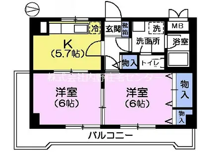 ドネグレイス立川ビル(2K/3階)の間取り写真