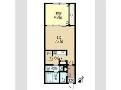 東雲2丁目MS B棟(1LDK/5階)の間取り写真