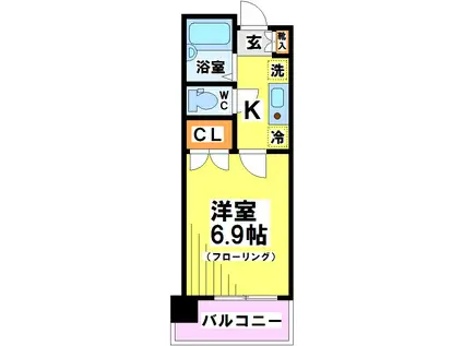 エクレールつつじヶ丘(1K/1階)の間取り写真