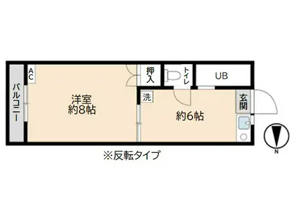 パレスホソブチ(1K/1階)の間取り写真