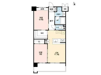 ウイングス西本町(2LDK/5階)の間取り写真