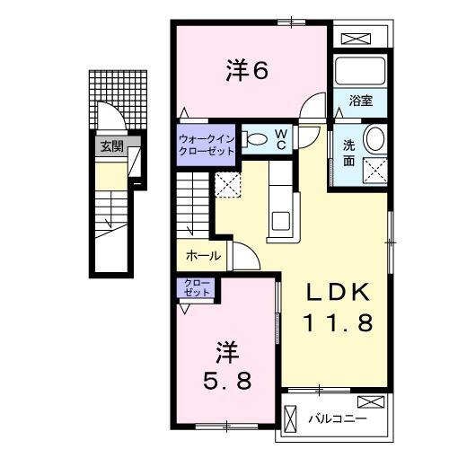 音吉 3RD(2LDK/2階)の間取り写真