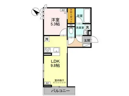 D-ROOM弓町II(1LDK/2階)の間取り写真