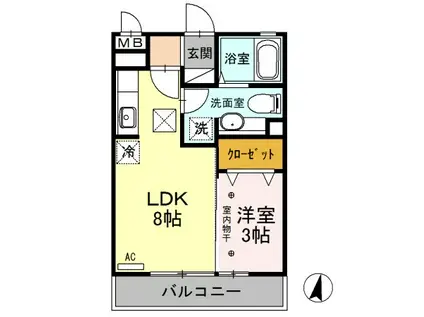ルミエール(1LDK/1階)の間取り写真