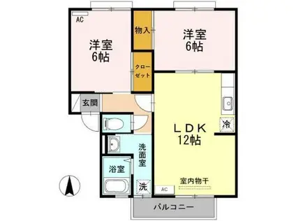 ビラ芳翠A棟(2LDK/2階)の間取り写真