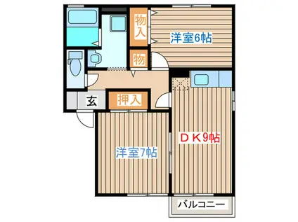 リジェールD(2DK/2階)の間取り写真