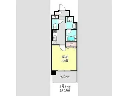 グランネクサス船橋町(1K/5階)の間取り写真