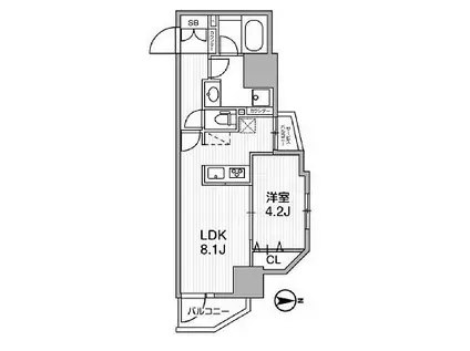 LUNIQ新御徒町I(1LDK/2階)の間取り写真
