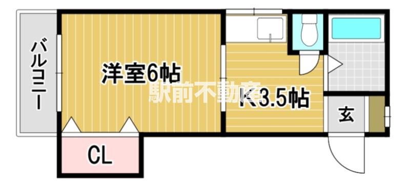 ハイツカレッジヒル(1K/2階)の間取り写真