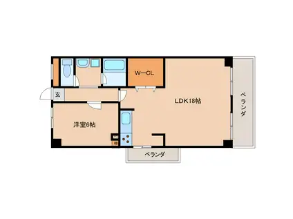 グランドハイツあづま(1LDK/5階)の間取り写真