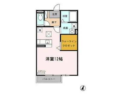 GLORY B棟(ワンルーム/1階)の間取り写真