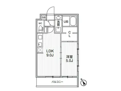 ALIVIS本八幡(1LDK/1階)の間取り写真