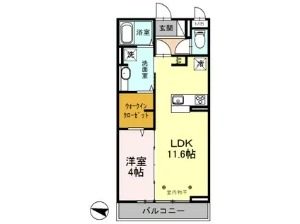 レーヴIII(1LDK/3階)の間取り写真