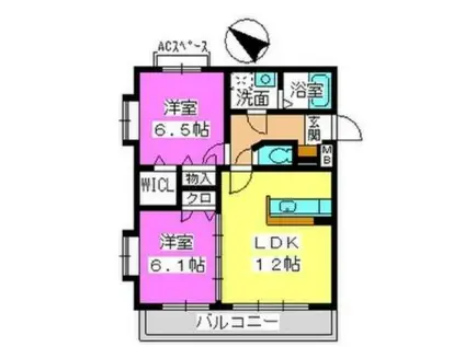 M・ウイスタリア(2LDK/3階)の間取り写真