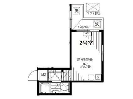 アイケーアイ妙蓮寺(ワンルーム/2階)の間取り写真