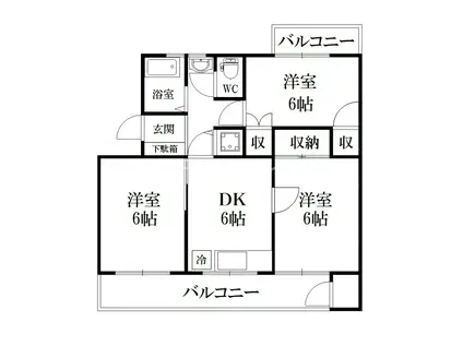 第二阿波ビル(3DK/4階)の間取り写真