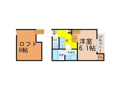 グレイスステーションサイド野並(1K/1階)の間取り写真