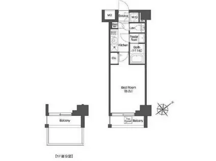 AIFLAT中目黒 アイフラット中目黒(1K/1階)の間取り写真