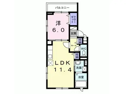 キルシェ千早(1LDK/2階)の間取り写真