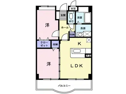オビ-・ビュ-(2LDK/2階)の間取り写真