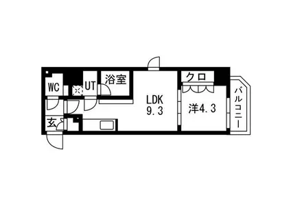 TRADIS両国III(1LDK/9階)の間取り写真