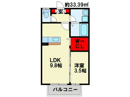 ARIGA10B棟(1LDK/1階)の間取り写真