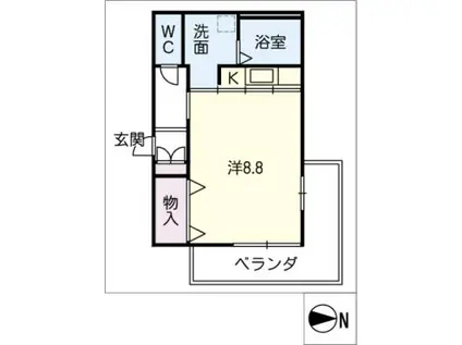 ソレイユ本山(ワンルーム/2階)の間取り写真