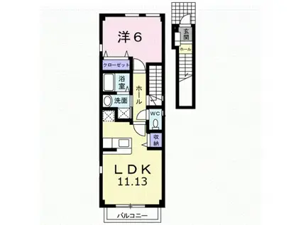 KSAP I(1LDK/2階)の間取り写真