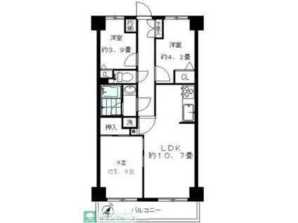 HARU菊名I(3LDK/3階)の間取り写真