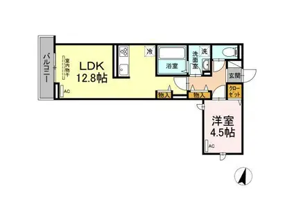 オリヴィエ西町(1LDK/2階)の間取り写真